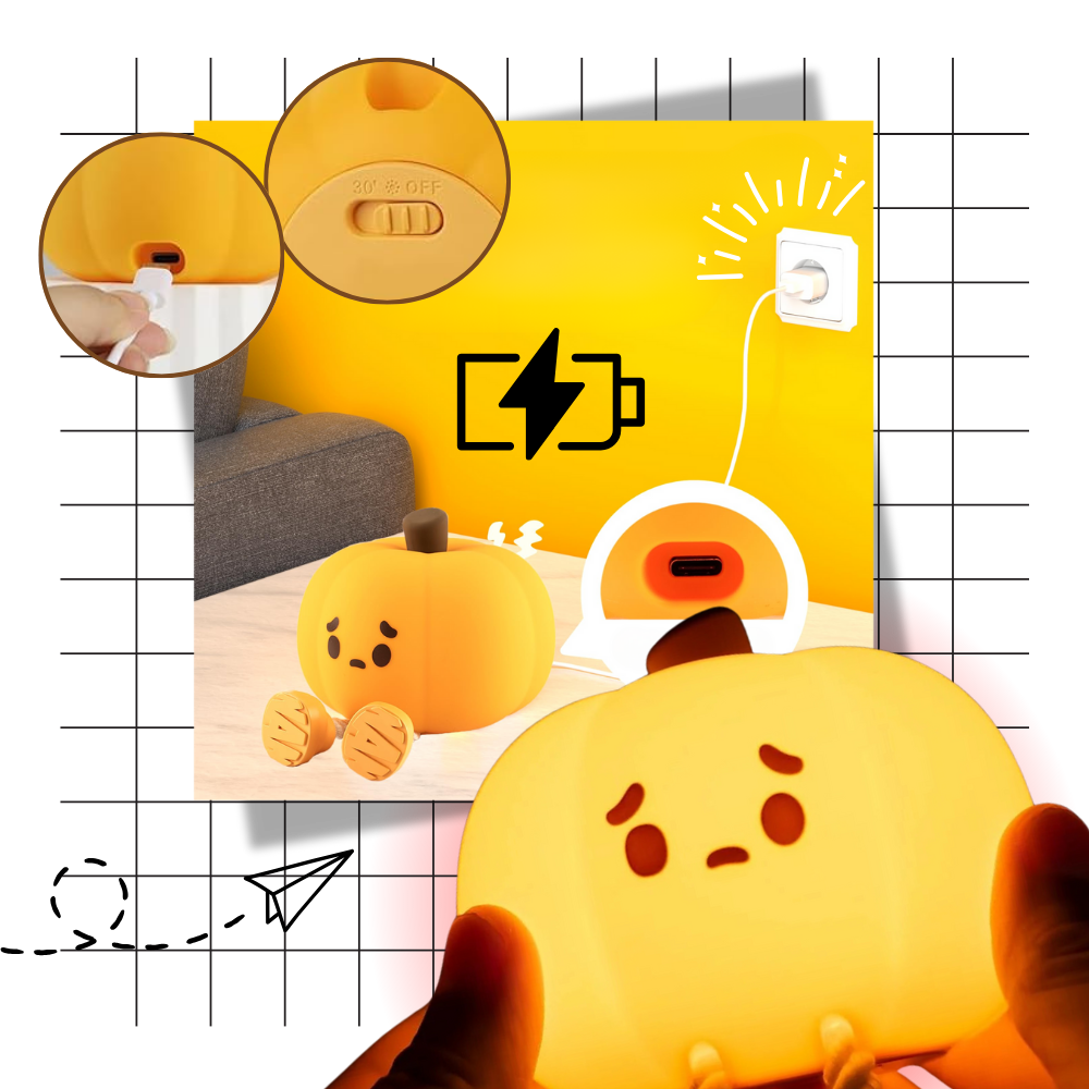 Veilleuse citrouille mignonne et triste