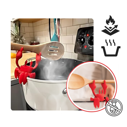 Porte-cuillère antidérapant en forme de crabe amusant