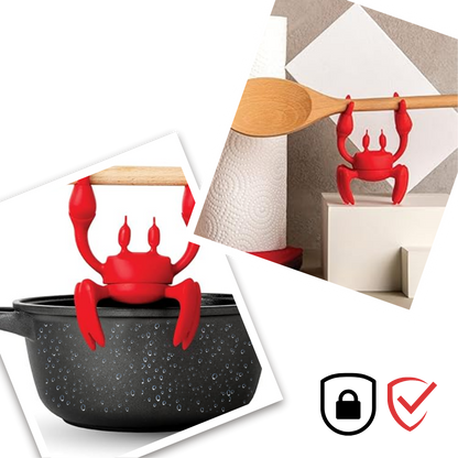 Porte-cuillère antidérapant en forme de crabe amusant