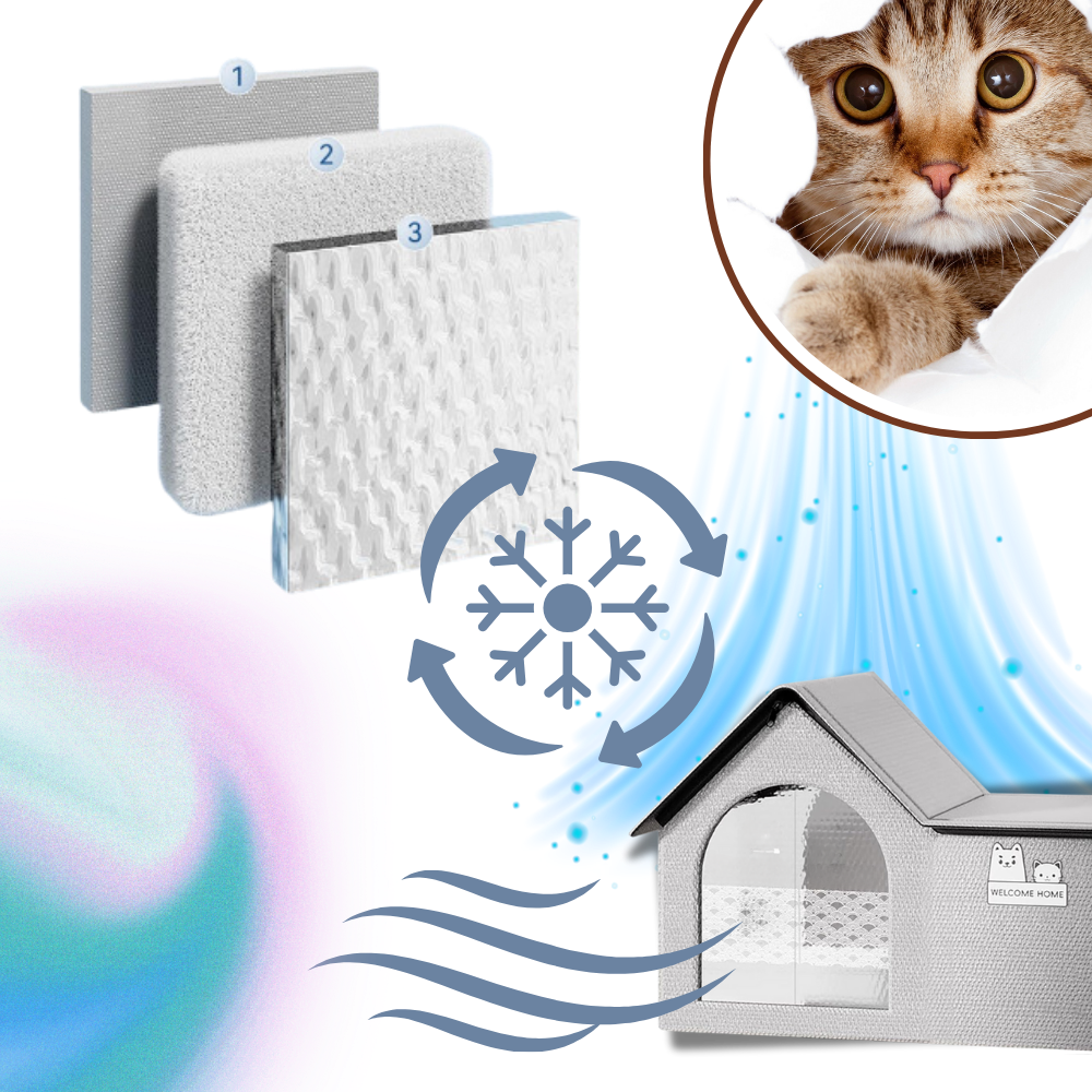 Maison pour chats à isolation thermique réfléchissante