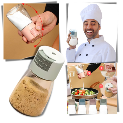 Salière et poivrière à poussoir précis