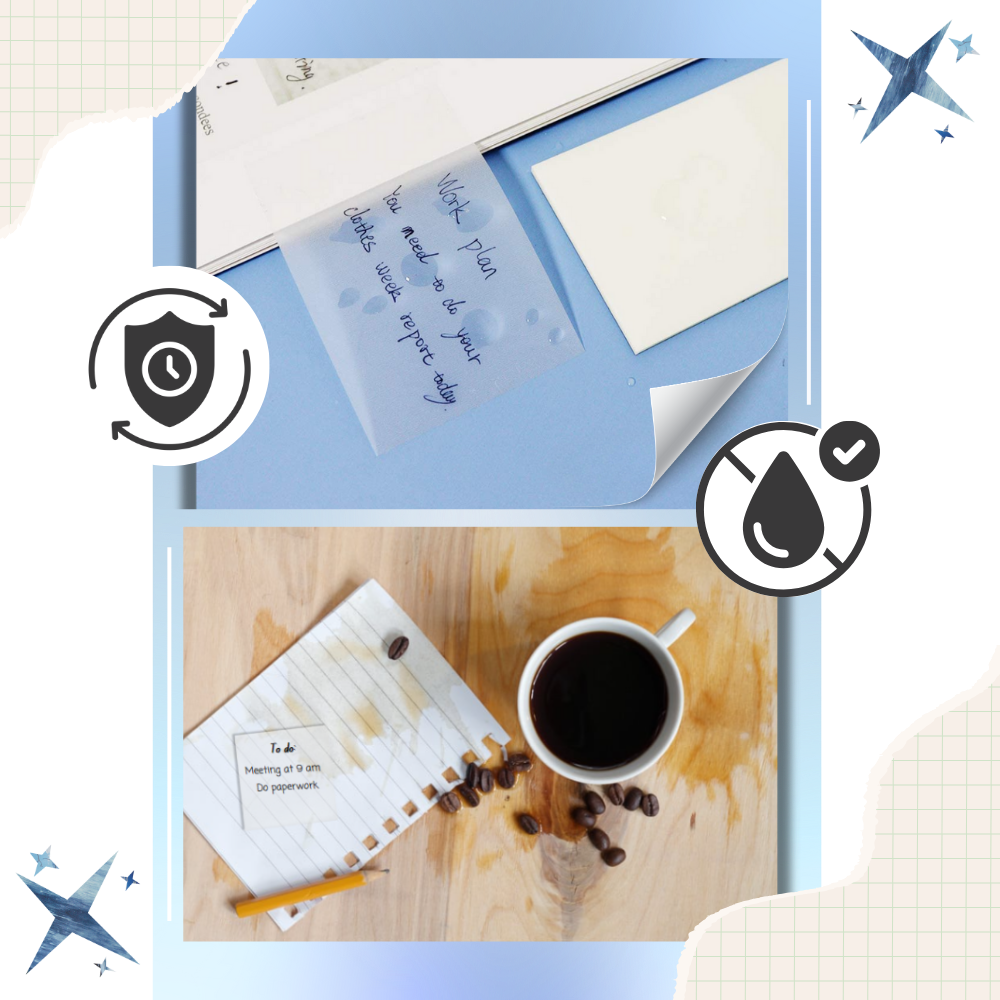 Notes autocollantes transparentes imperméables